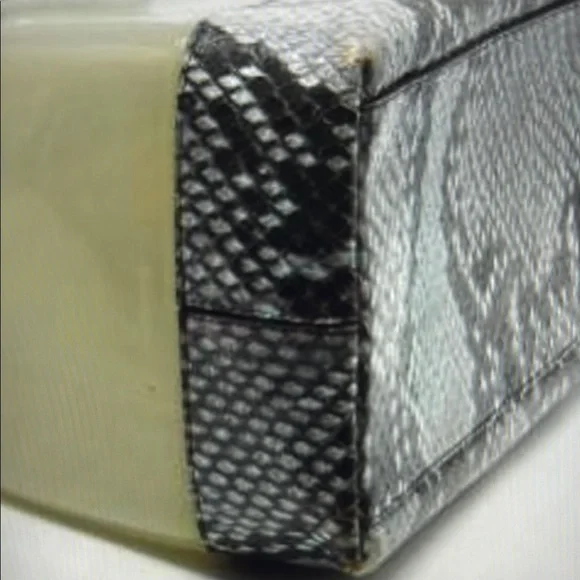 FURLA CANDY CANDY PYTHON PRINT Elegant Cream and Black Handbag EUC - Picture 5 of 5